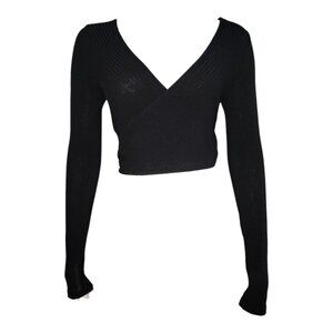 Abercrombie & Fitch Top Womens Size XS Black Ribbed Crop Long Sleeve Minimalist